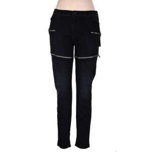 HUDSON JEANS Women's Size‎ 32Black Mid Rise Signature Slim Jean Zipper WM4220DRC